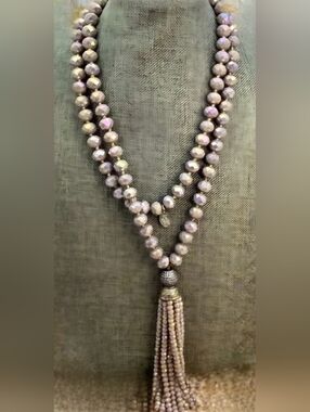 Vintage Lilac Faceted Beaded Long Necklace